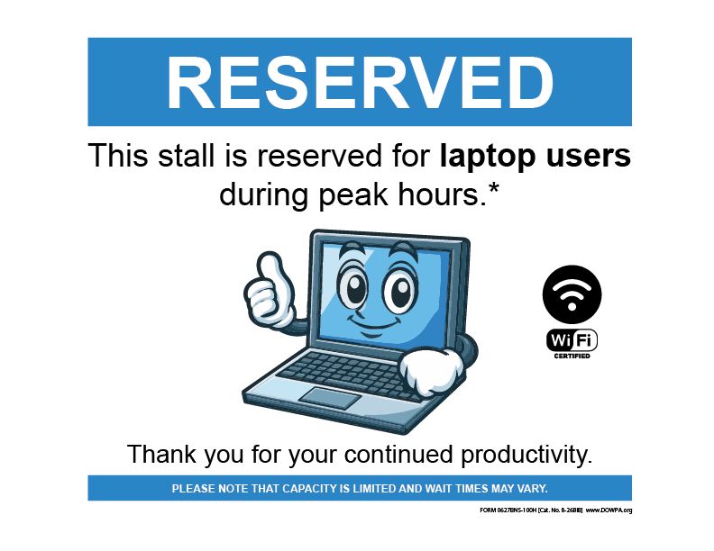Bathroom Notification Sign Stall Laptop Users