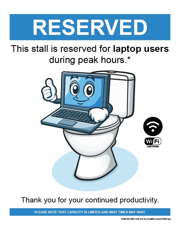 Bathroom Notification Sign Stall Laptop Users