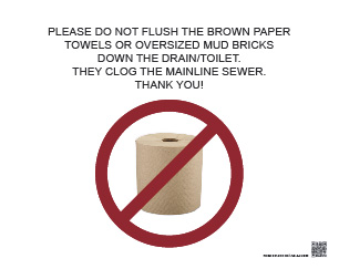Bathroom Warning Sign: Mud Bricks